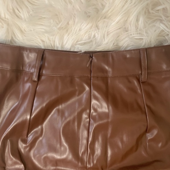 Kate Kasin Brown vegan Leather Mini Skirt Medium - Picture 12 of 13